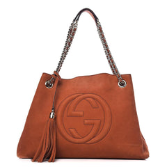 100% Authentic Gucci Soho Nubuck Chain Shoulder Tote Bag