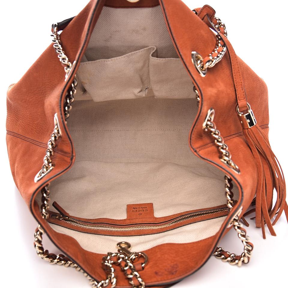 GUCCI #36716 Orange Soho Calfskin Leather Medium Chain-Strap Tote