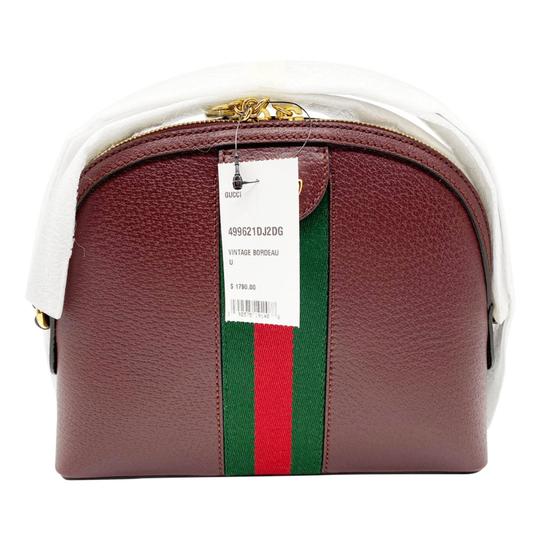 Gucci Burgundy Leather Vintage Web Small Ophidia Crossbody Bag
