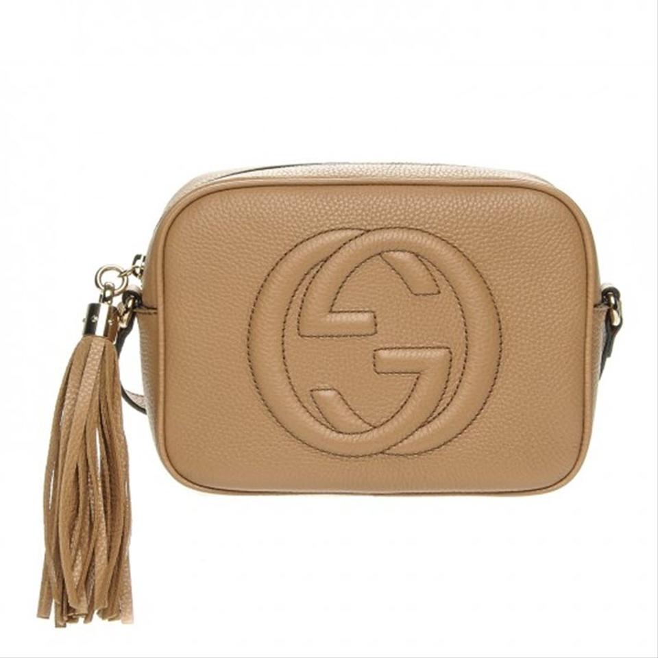 Gucci Soho Disco Pebbled Calfskin Small Rose Beige Leather Shoulder Bag