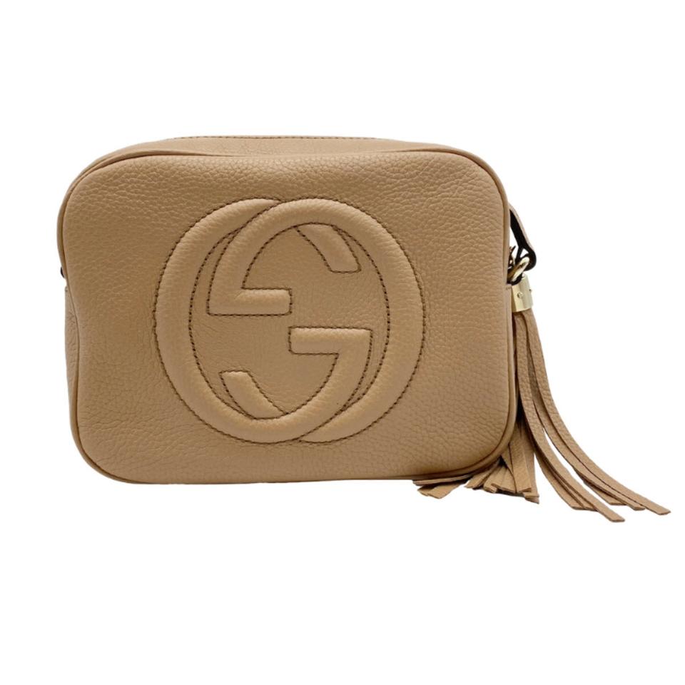 Gucci Soho Disco Leather Small Camelia in Pebbled Calfskin with Gold-tone -  US