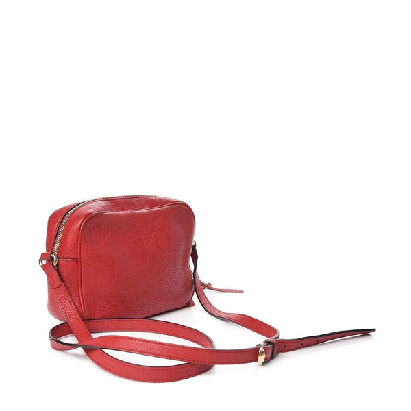 Gucci Pebbled Calfskin Small Soho Disco Bag Tabasco Red