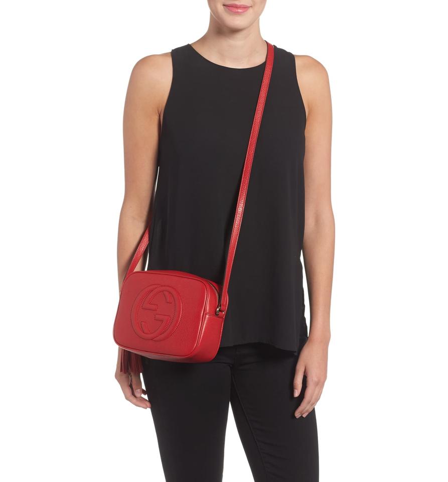 Gucci Red/White/Blue Leather Soho Disco Shoulder Bag