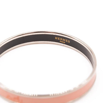 Hermes Pink Enamel Printed Caleche Narrow Florida Rose Petale Bracelet