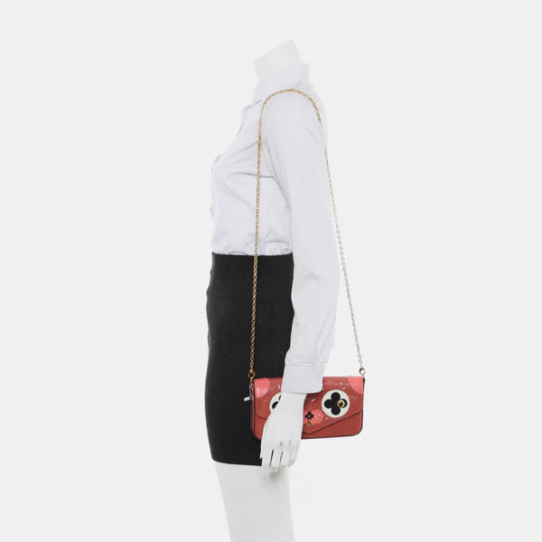 Louis Vuitton 3D Rose Vernis Felicie Flap Crossbody Wallet on Chain Flap Bag  861647