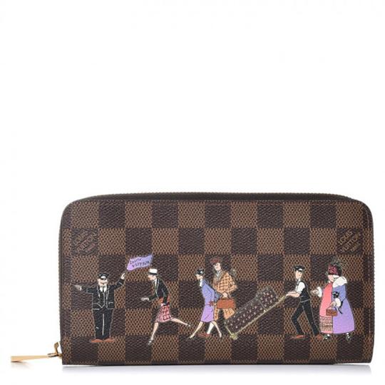 Louis Vuitton Brown Zippy Illustre Damier Ebene Violette Wallet