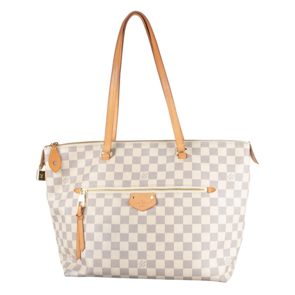 Louis Vuitton Damier Azur Iena Mm White Canvas Tote Rose Ballerine