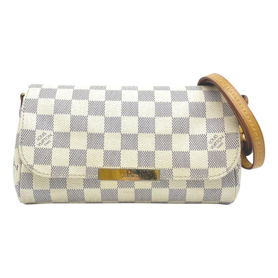 Louis Vuitton Favorite Pm White Damier Azur Canvas Cross Body Bag