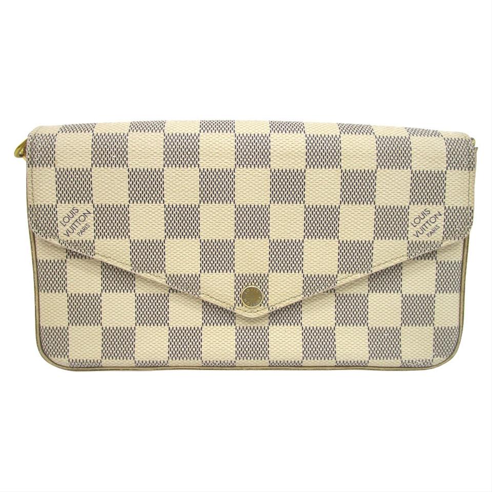 Louis Vuitton Felicie Damier Azur Rose Ballerine Chain White Coated Canvas Cross Body Bag