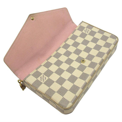 Louis Vuitton Damier Azur Folding Wallet White Pink Preowned Authentic