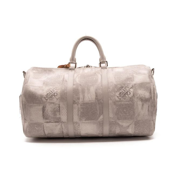Louis+Vuitton+Keepall+Bandouliere+Duffle+50+Grey+Canvas for sale online