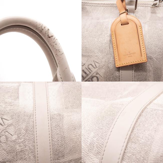 Louis Vuitton Keepall Bandouliere 50 Metallic Silver Monogram Weekend Travel  Bag