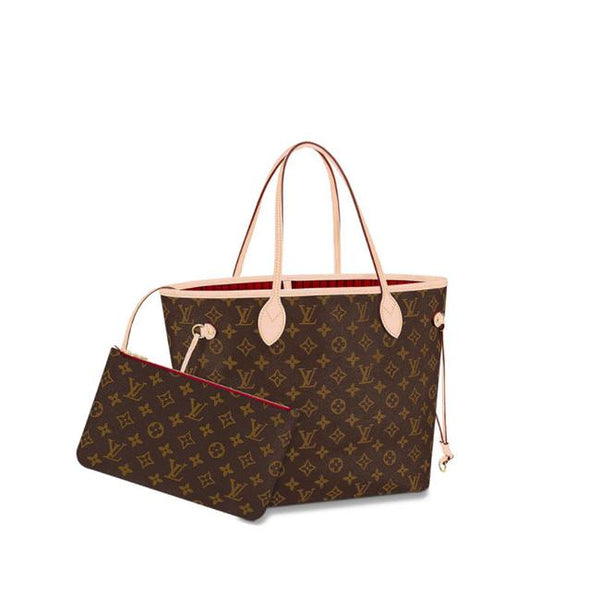 Louis Vuitton Neverfull Red Interior Tote MM Brown Canvas  eBay