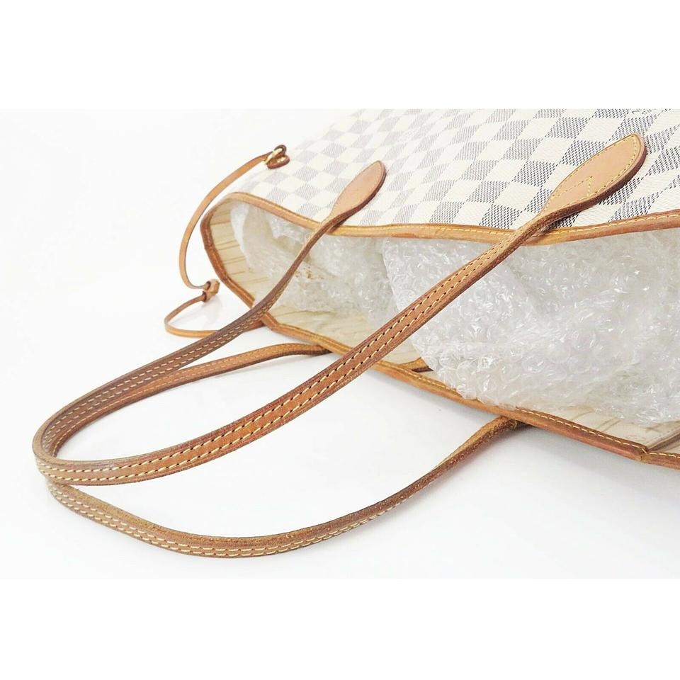 Neverfull leather handbag Louis Vuitton White in Leather - 22726384