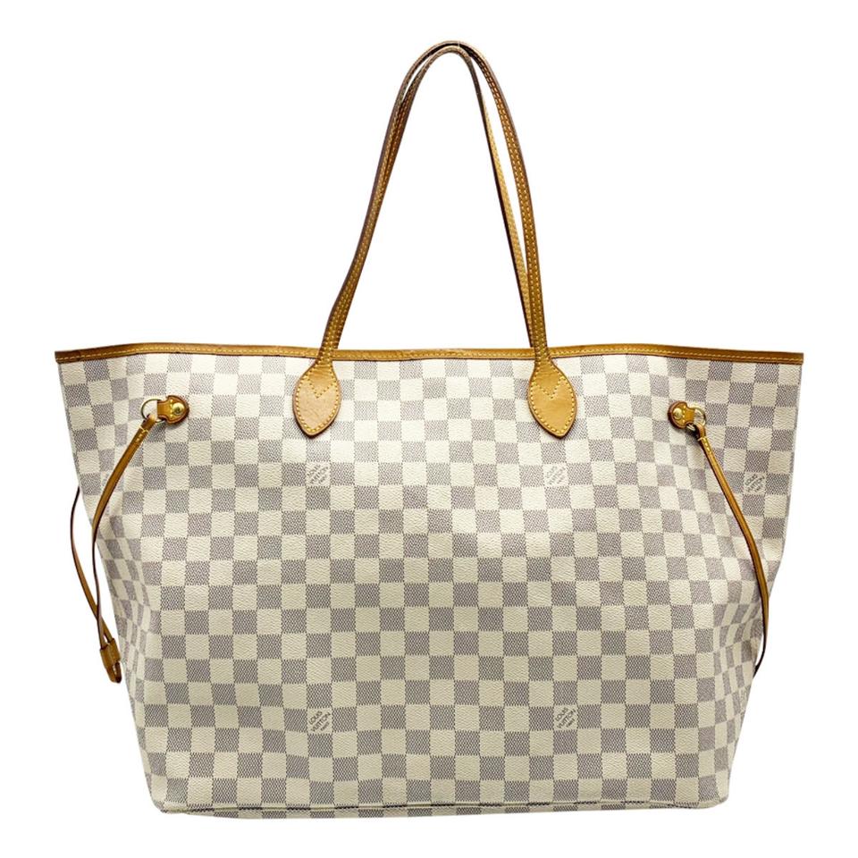 Louis Vuitton Neverfull Gm White Damier Azur Canvas Tote