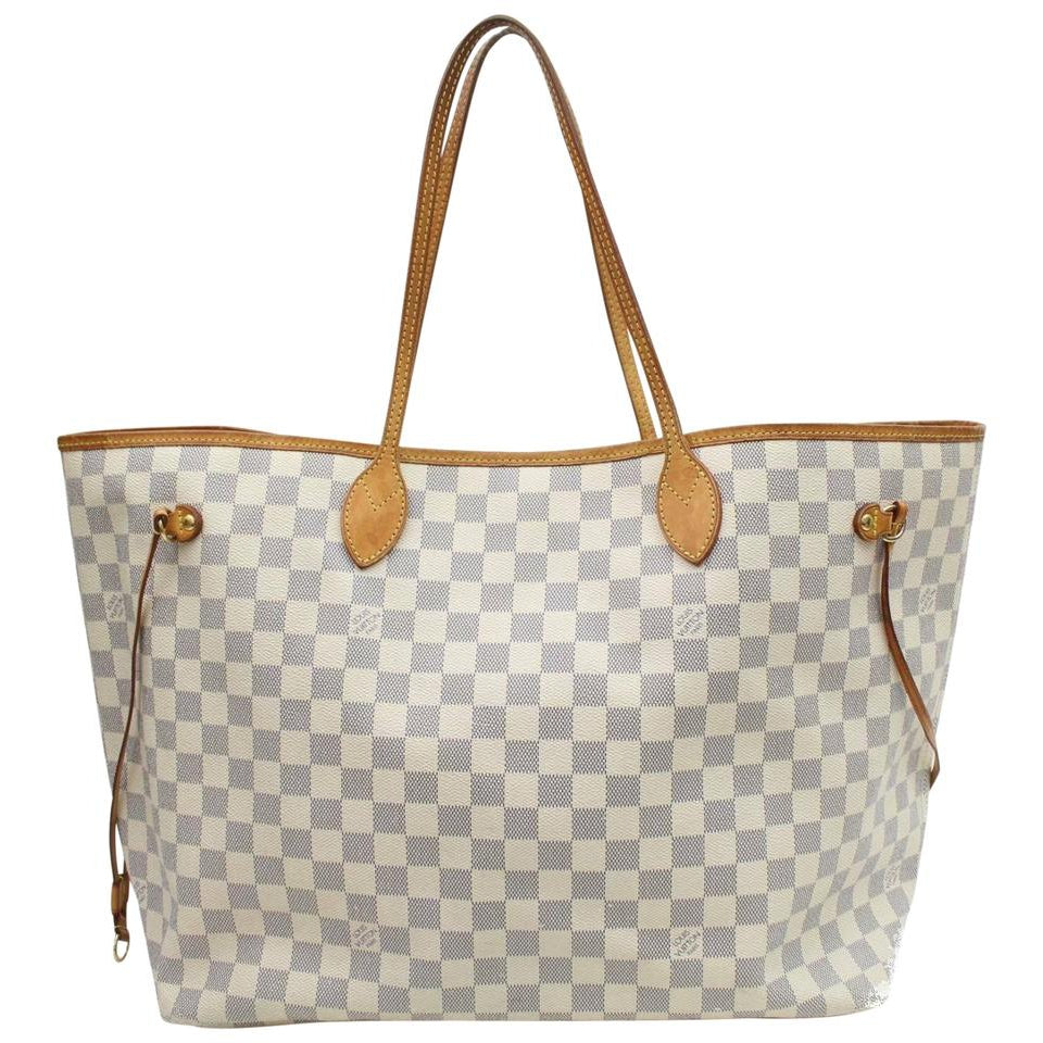 Louis Vuitton Neverfull Gm White Damier Azur Canvas Tote