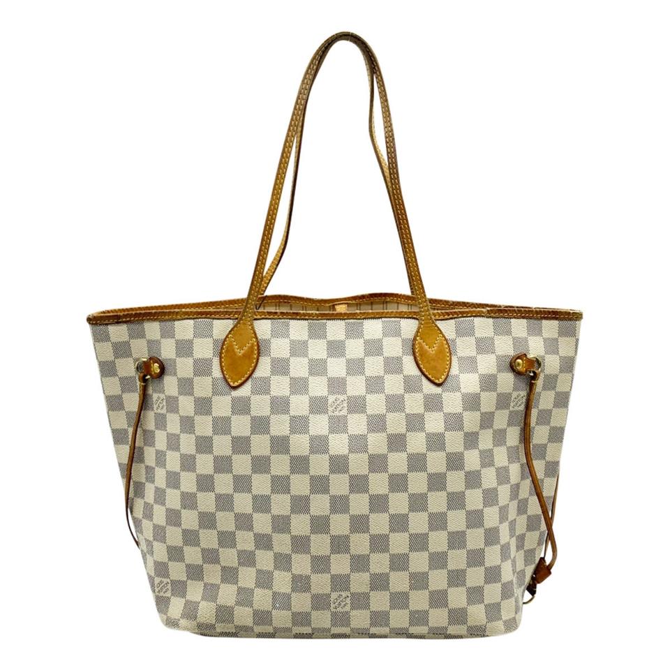 Louis Vuitton Neverfull Mm White Damier Azur Canvas Tote