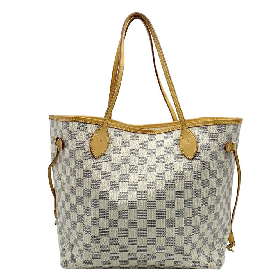 Louis Vuitton Neverfull Mm White Damier Azur Canvas Tote