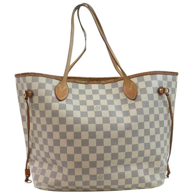 Louis Vuitton Neverfull Tote MM White Canvas Damier Azur for sale online