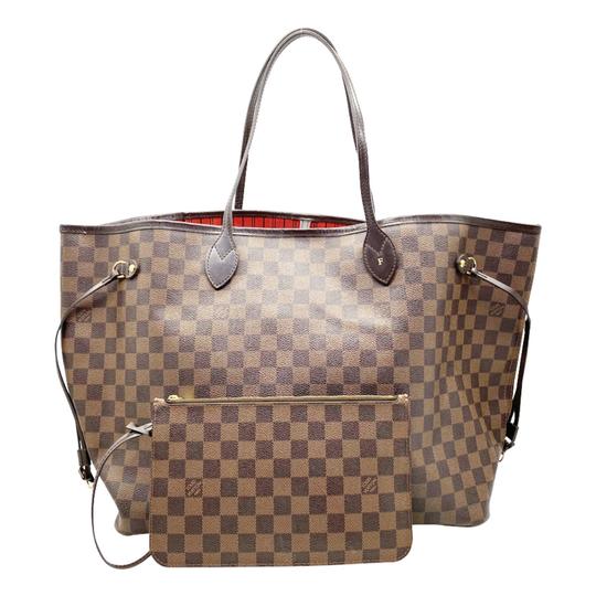 Louis Vuitton Neverfull Gm with Pouch Brown Damier Ebene Canvas Tote