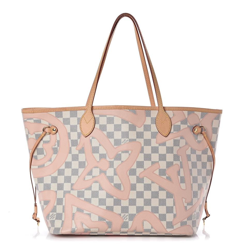 Louis Vuitton Neverfull Tahitienne Mm White Damier Azur Canvas Tote