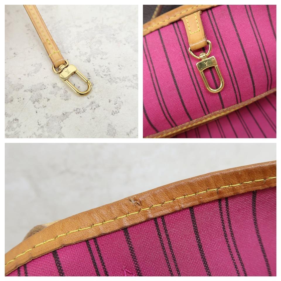 Louis+Vuitton+Neverfull+Pink+Interior+Shoulder+Bag+MM+Brown+