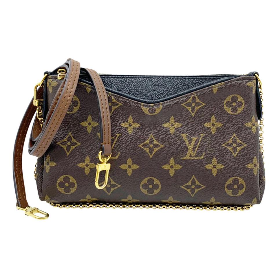 Louis Vuitton Pallas Clutch Black Monogram Canvas Shoulder Bag