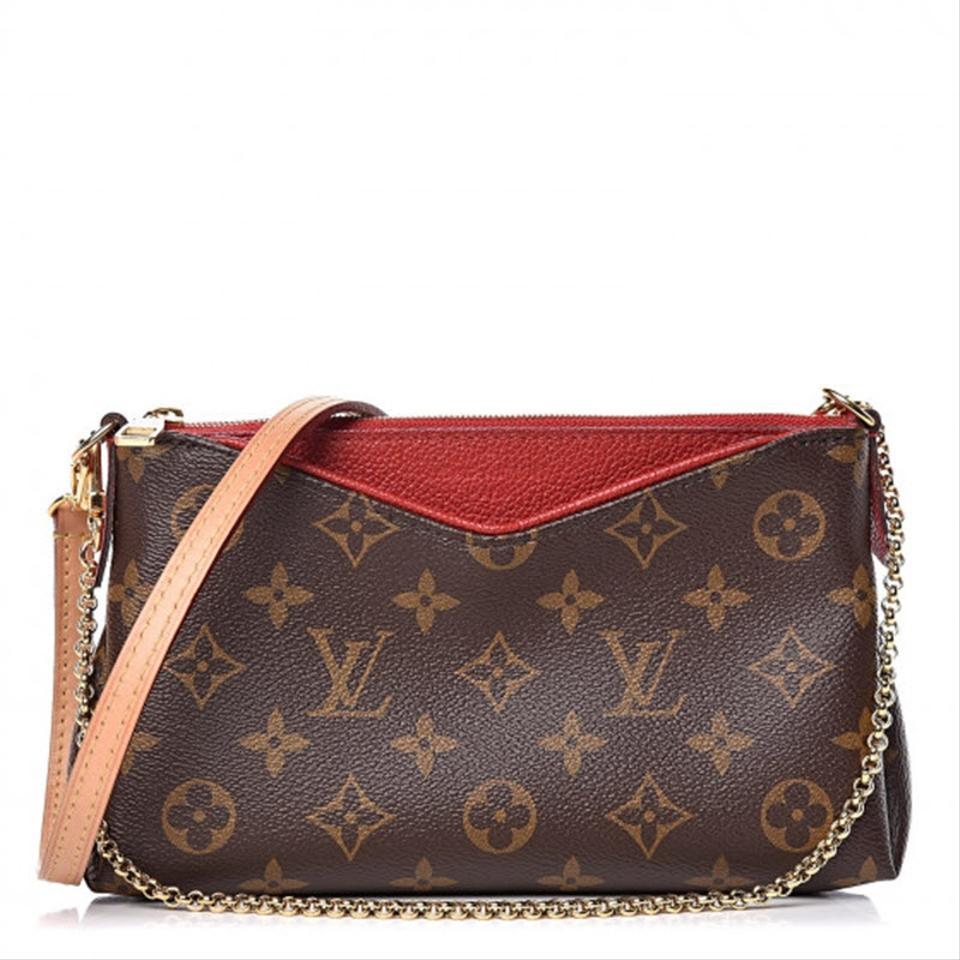 Louis Vuitton Pallas Clutch Brown Monogram Canvas Shoulder Bag