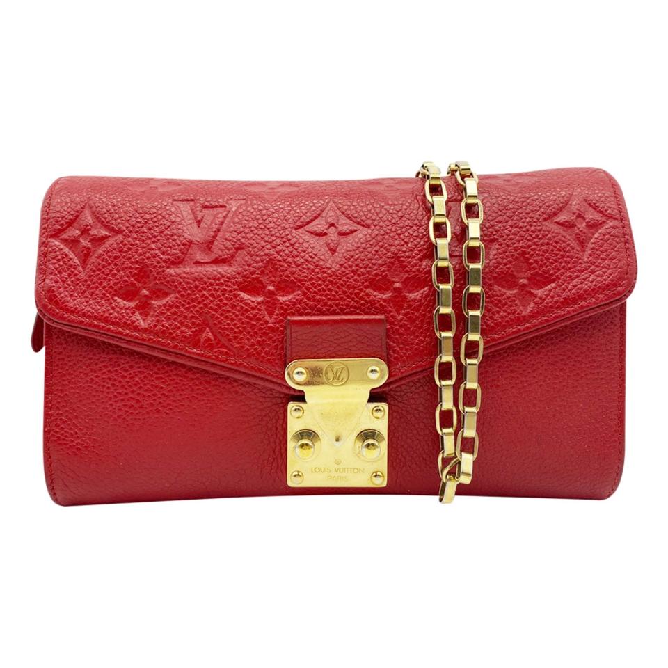 Louis Vuitton Saint Germain Pochette Empreinte Chain Wallet Red Crossbody 2014