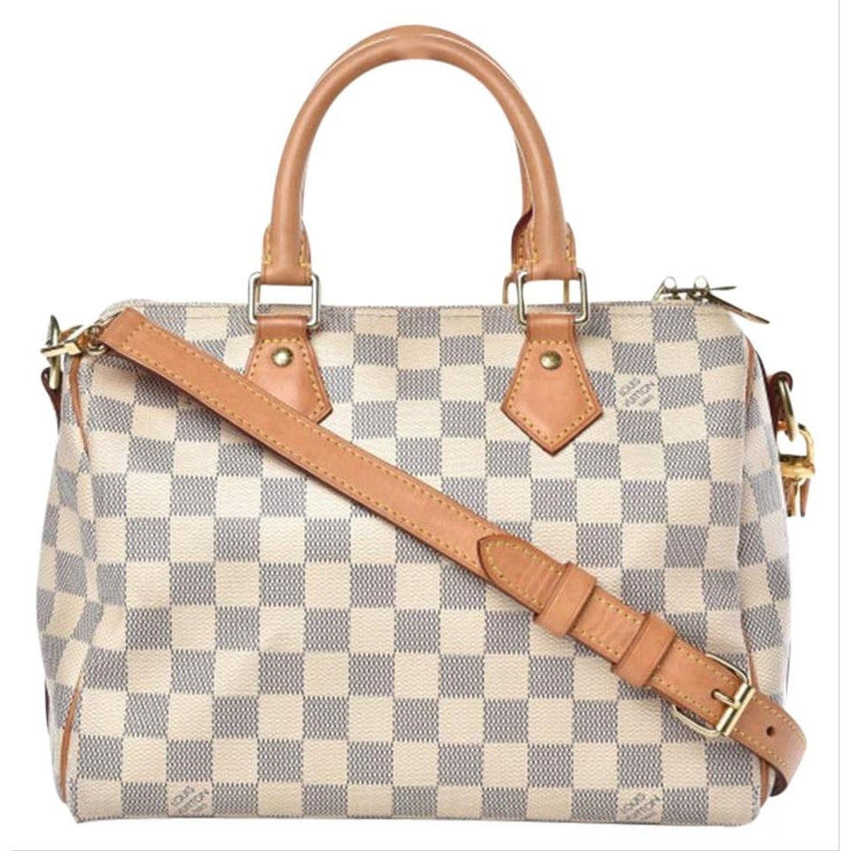 Louis Vuitton Speedy Bandouliere 25 White Damier Azur Canvas Cross Body Bag