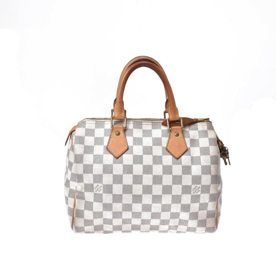 Louis Vuitton Speedy 25 Damier Azur White Canvas Satchel