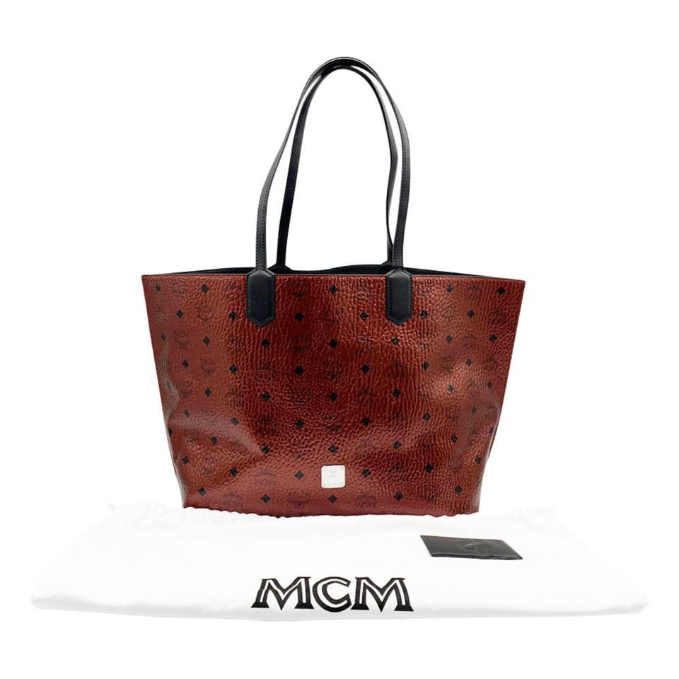 MCM Shopper Tote Bag Visetos Medium Metallic in Coated Canvas with