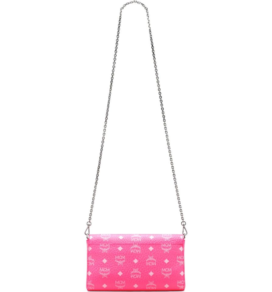 MCM Visetos Monogram Medium Millie Crossbody Bag Neon Pink 678689