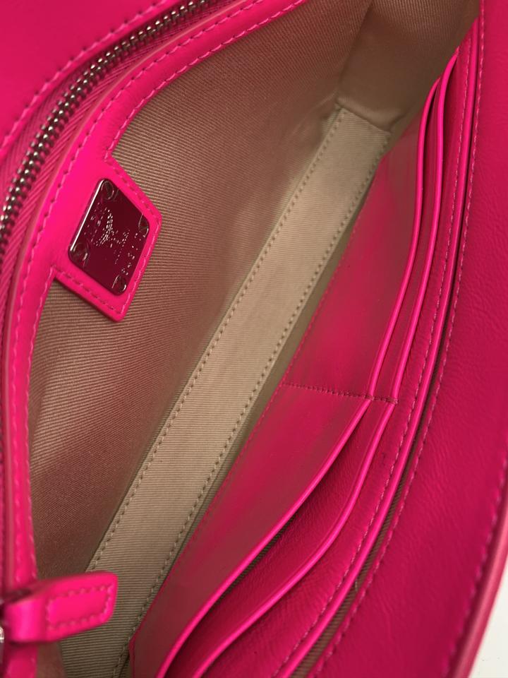 New MCM $675 Sugar Pink Leather Medium MILLIE Crossbody Purse Bag