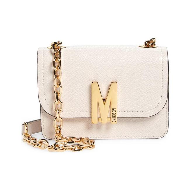 Moschino White Capsule Patent Leather Pill Bottle Crossbody Bag Moschino