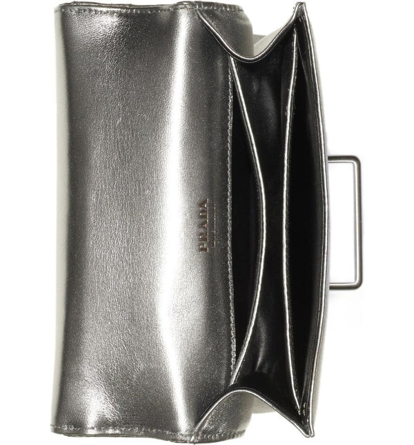 Leather clutch bag Prada Silver in Leather - 34555715