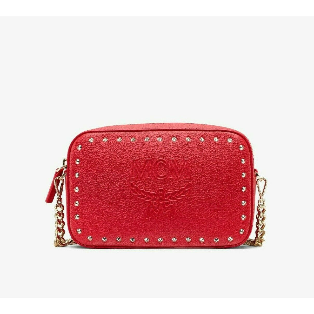 MCM Red Chanswell Camera Crossbody Bag Park Avenue Leather