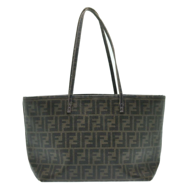 FENDI Zucca Canvas Tote Bag Brown Black PVC Leather - MyDesignerly