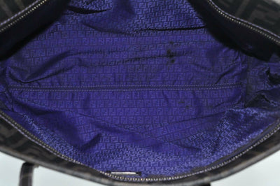 Authentic FENDI Zucca Vintage Shoulder Tote Bag Canvas Leather