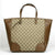 Gucci Large Bree Beige/Ebony GG Canvas Leather Tote Bag w/charm