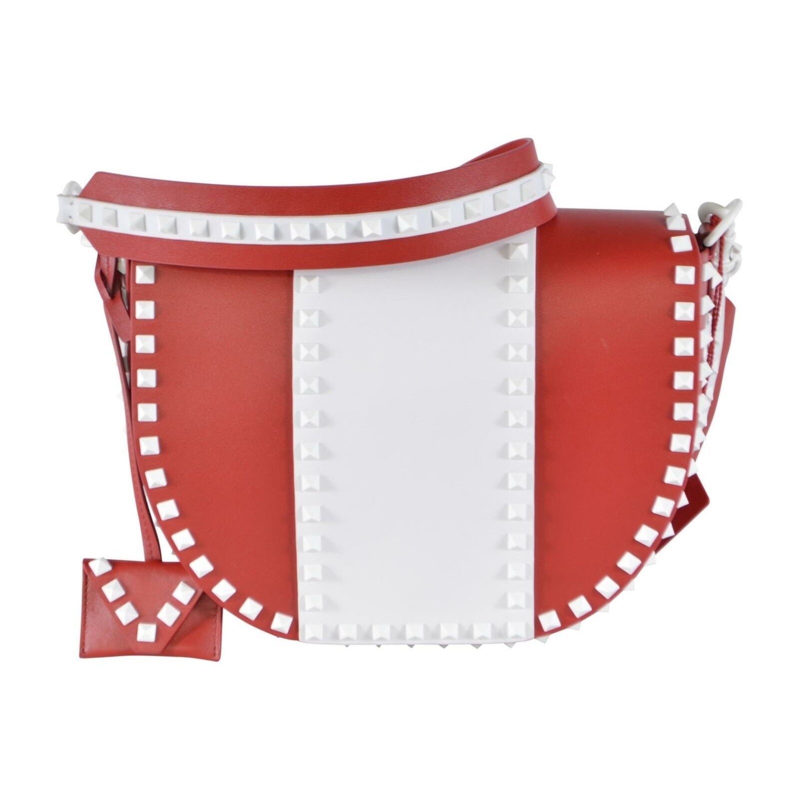 Valentino Garavani Free Rockstud Red White Medium Purse Shoulder Bag