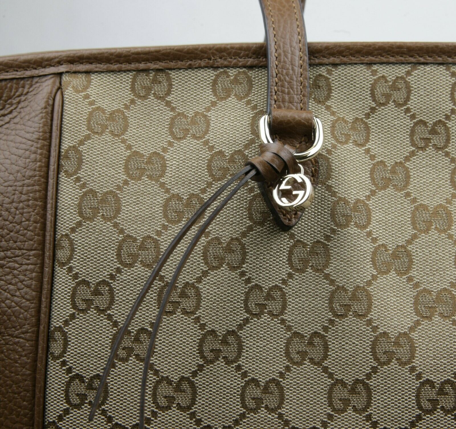 Gucci Original GG Bree Canvas Leather Hobo Handbag