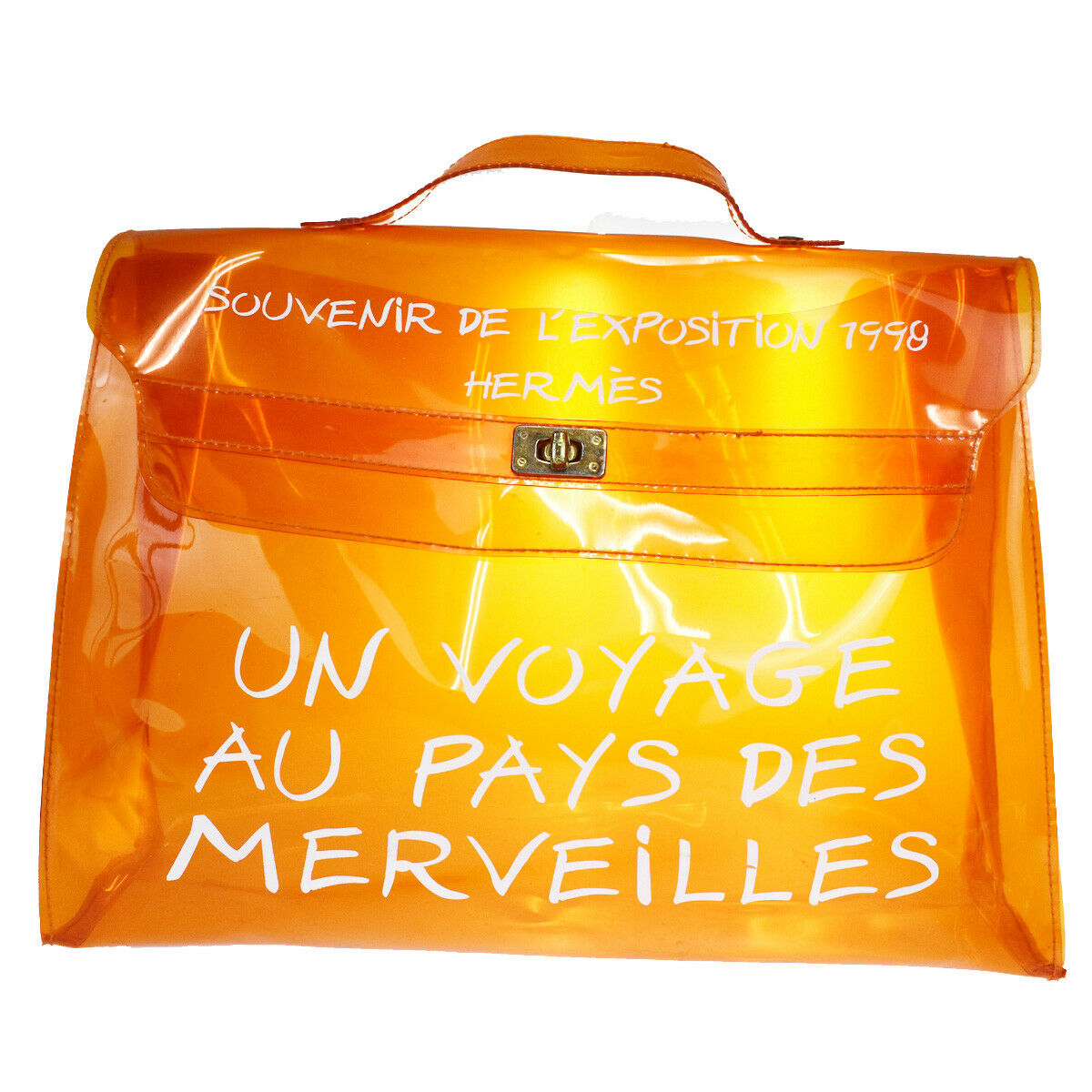 HERMES Vinyl Kelly 40 Hand Beach Bag SOUVENIR DE L'EXPOSITION 1998