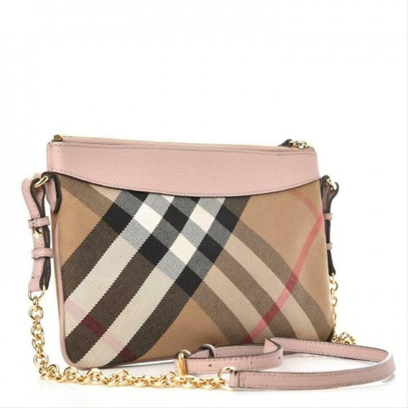 Burberry Peyton House Check Derby Cinnamon Red Leather Crossbody Bag