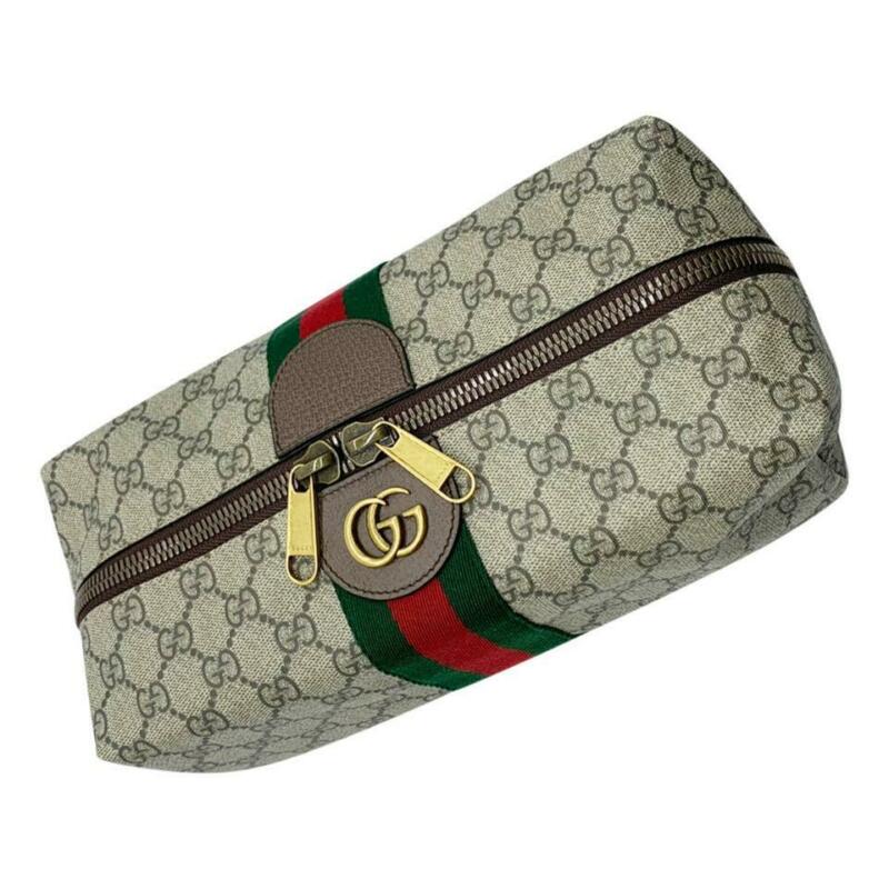 Gucci GG Supreme Toiletry Case - Brown Toiletry Bags, Bags - GUC90389