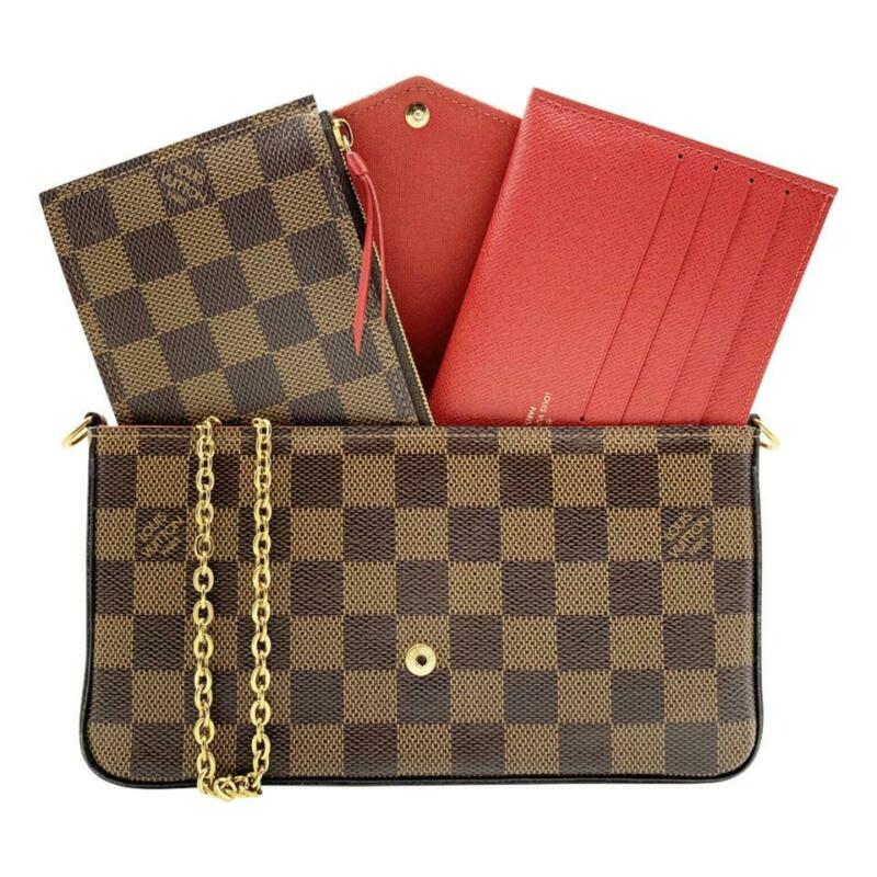 Louis Vuitton Pochette Felicie Chain Wallet with Inserts Brown Damier Ébène