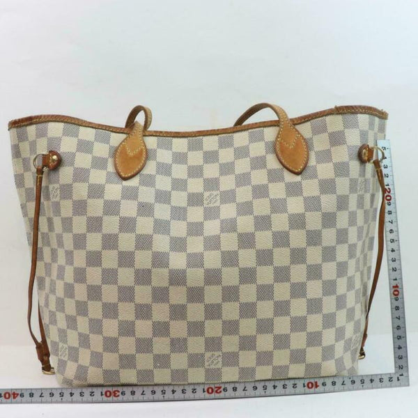 Louis Vuitton Neverfull Tote MM White Canvas Damier Azur for sale