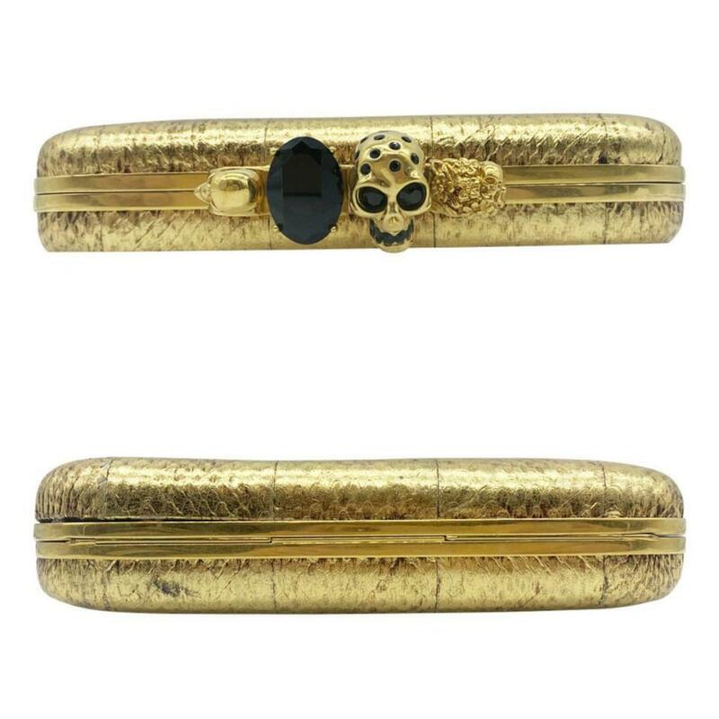 Alexander McQueen Knuckle Duster Metallic Skull Gold Snakeskin