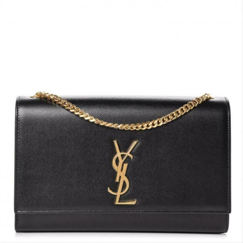 Saint Laurent Monogram Kate Grain De Poudre Medium Classic Satchel Black Leather