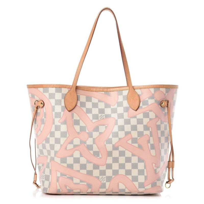 Louis Vuitton Neverfull Tahitienne Mm White Damier Azur Canvas Tote